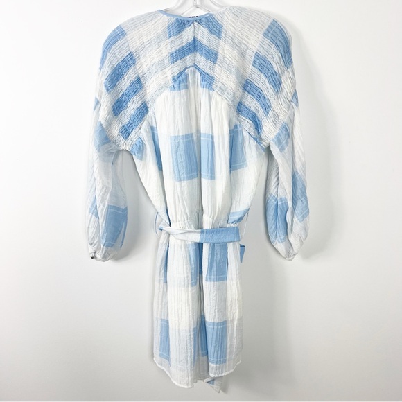 Elliatt Jasmine Plaid Belted Romper Size Medium Blue Checkered - Picture 5 of 6